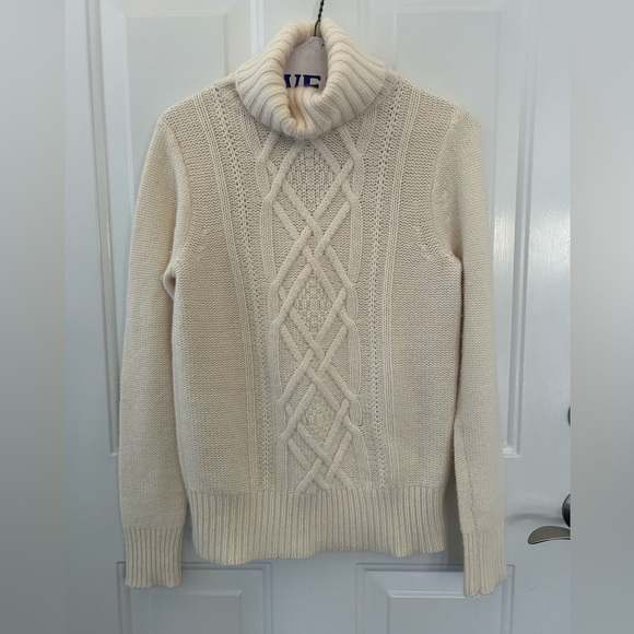 J. Crew Angora Rabbit Hair and Wool Turtleneck Ivory Sweater Size Small - Picture 1 of 6
